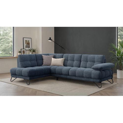 Bubbara Canapé D’angle 5 Places Gauche, Bleu Marine