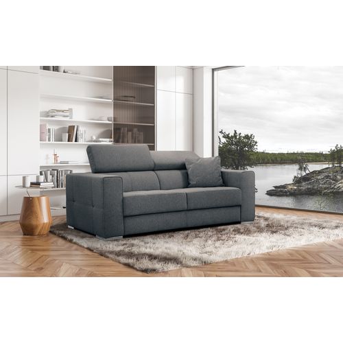 Canapé 3 Places Quartz, Tissu Gris Foncé