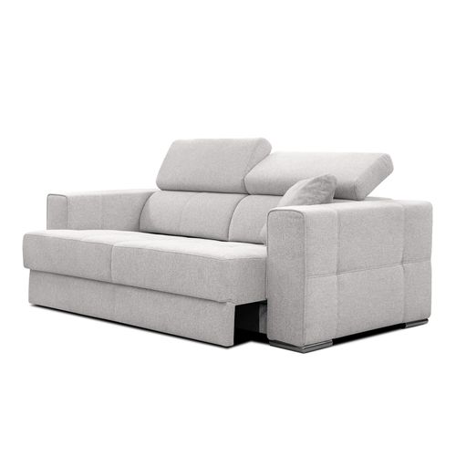 Canapé 3 Places Quartz Avec Siège Extensible Et Appuis-tête Réglables, Tissu Crème