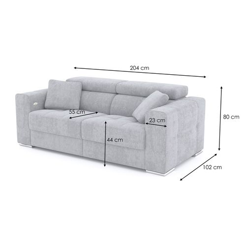 Canapé 3 Places Avec 1 Relax Électrique Tissu Brun Foncé - Quartz