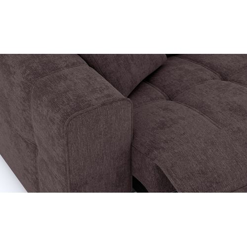 Canapé 3 Places Avec 1 Relax Électrique Tissu Brun Foncé - Quartz