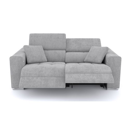 Canapé 3 Places Quartz Avec 2 Relax Électriques, Tissu Gris Clair