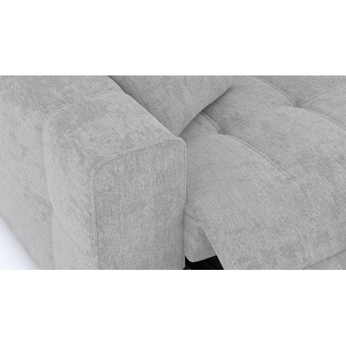 Canapé 3 Places Quartz Avec 2 Relax Électriques, Tissu Gris Clair