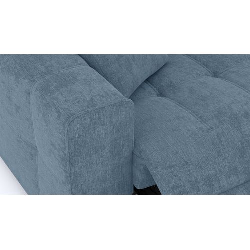 Canapé 3 Places Quartz Avec 2 Relax Électriques, Tissu Bleu