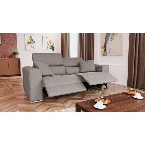 Canapé 3 Places Quartz Avec 2 Relax Électriques, Tissu Beige