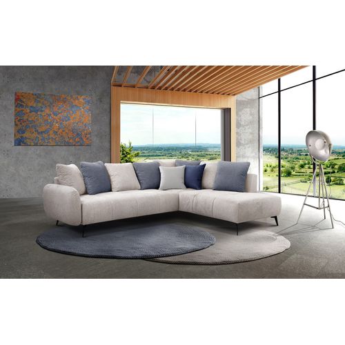 Canapé D'angle Droit 5 Places Tissu Creme - Evento