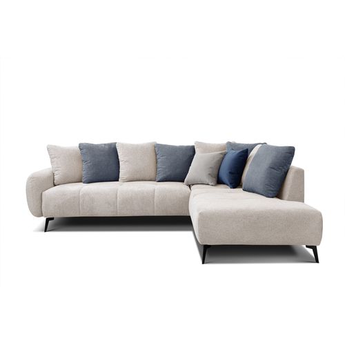 Canapé D'angle Droit 5 Places Tissu Creme - Evento