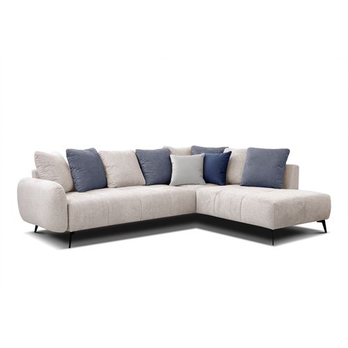 Canapé D'angle Droit 5 Places Tissu Creme - Evento