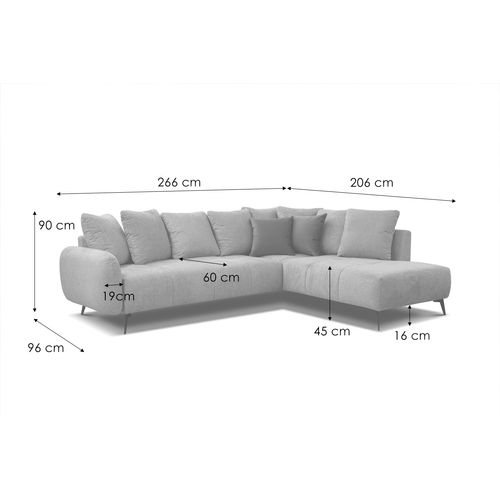 Canapé D'angle Droit 5 Places Tissu Beige - Evento