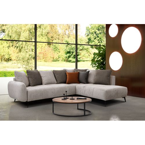 Canapé D'angle Droit 5 Places Tissu Beige - Evento