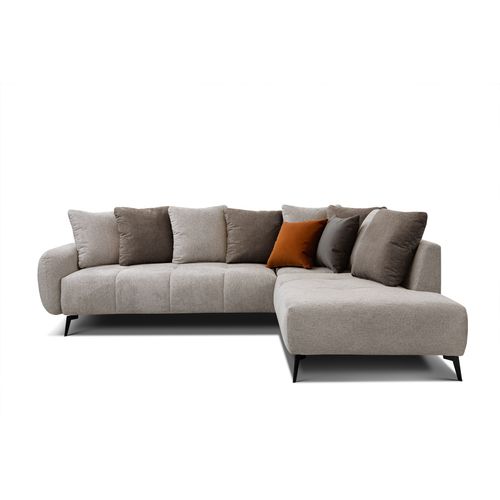 Canapé D'angle Droit 5 Places Tissu Beige - Evento