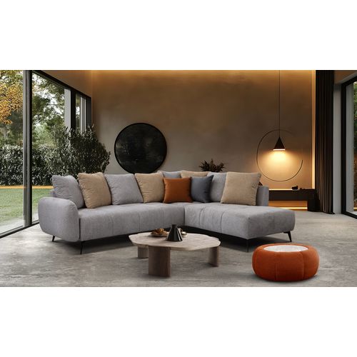 Canapé D'angle Droit 5 Places Tissu Gris Chaud - Evento