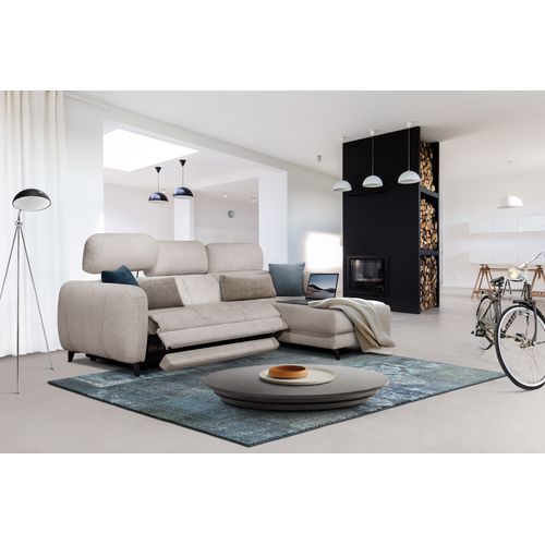 Sven Canapé D'angle Droit 3 Pl, Relax Xl, Appuis-tête Réglables; Crème