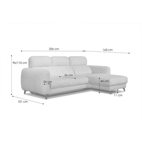 Sven Canapé D'angle Droit 3 Pl, Relax Xl, Appuis-tête Réglables; Beige