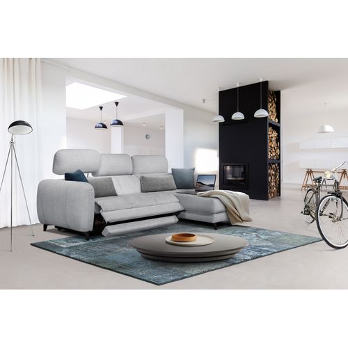 Sven Canapé D'angle Droit 3 Pl, Relax Xl, Appuis-tête Réglables; Gris Clair