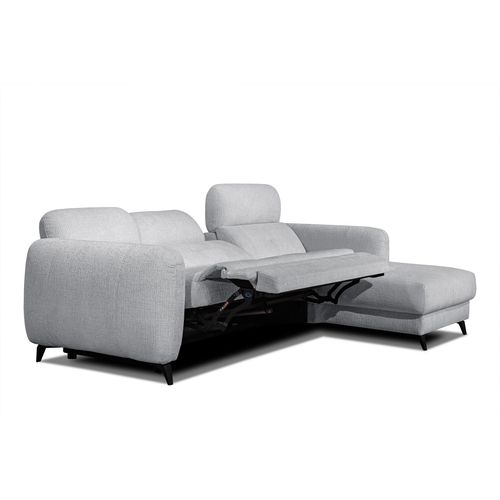 Sven Canapé D'angle Droit 3 Pl, Relax Xl, Appuis-tête Réglables; Gris Clair