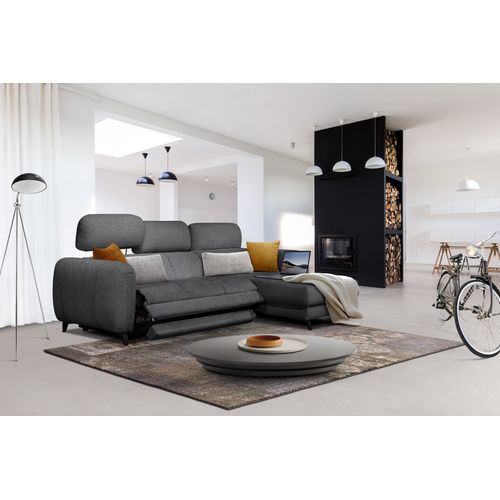 Sven Canapé D'angle Droit 3 Pl, Relax Xl, Appuis-tête Réglables ; Gris Foncé