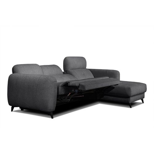 Sven Canapé D'angle Droit 3 Pl, Relax Xl, Appuis-tête Réglables ; Gris Foncé