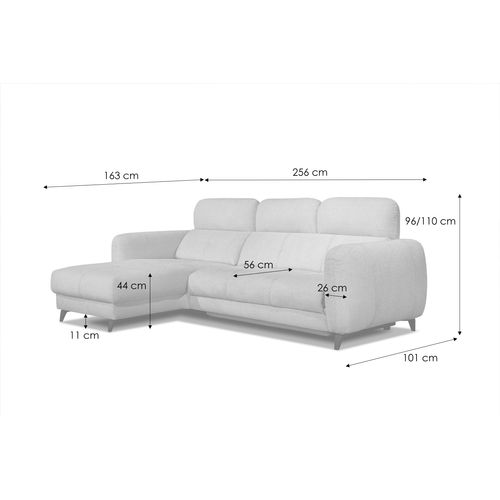 Sven Canapé D'angle Gauche 3 Pl, Relax Xl, Appuis-tête Réglables ; Crème