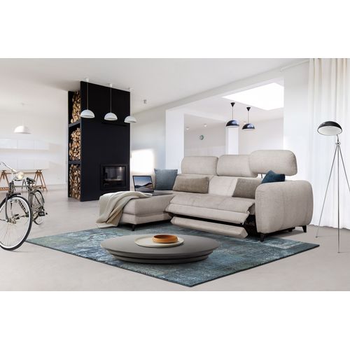 Sven Canapé D'angle Gauche 3 Pl, Relax Xl, Appuis-tête Réglables ; Crème