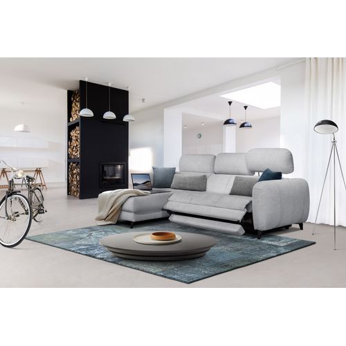 Sven Canapé D'angle Gauche 3 Pl, Relax Xl, Têtières Réglables ; Gris Clair