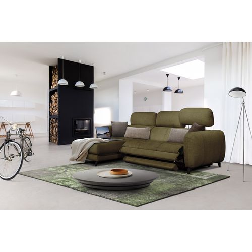 Sven Canapé D'angle Gauche 3 Pl, Relax Xl, Têtières Réglables ; Vert Olive