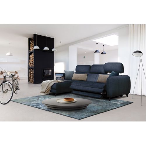 Sven Canapé D'angle Gauche 3 Pl, Relax Xl, Têtières Réglables ; Bleu Marine