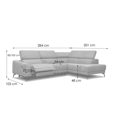 Lars Canapé D'angle  Droit 5 Pl, 1 Relax, Appuis-tête Réglables ; Beige