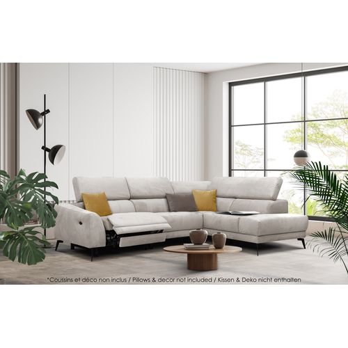 Lars Canapé D'angle  Droit 5 Pl, 1 Relax, Appuis-tête Réglables ; Beige