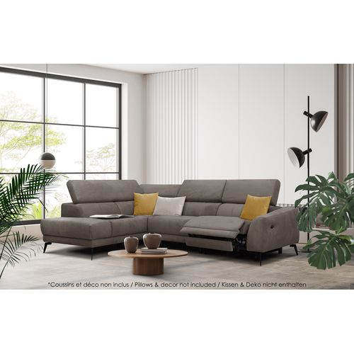 Lars Canapé D'angle Gauche 5 Pl, 1 Relax, Appuis-tête Réglables ; Taupe