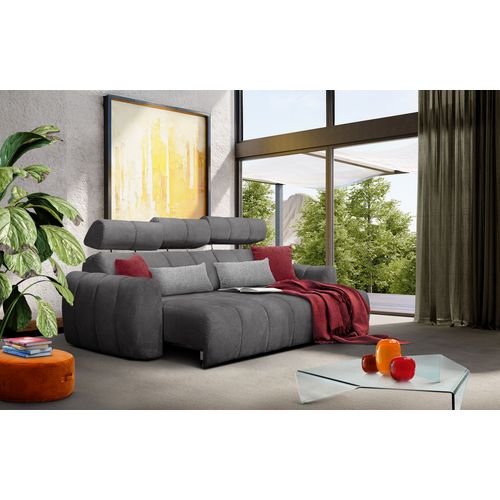 Kimi Canapé D'angle Droit à 3 Places, Assise Coulissante, Appuie-tête Réglables; Gris Foncé