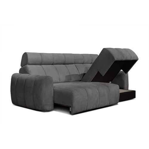 Kimi Canapé D'angle Droit à 3 Places, Assise Coulissante, Appuie-tête Réglables; Gris Foncé