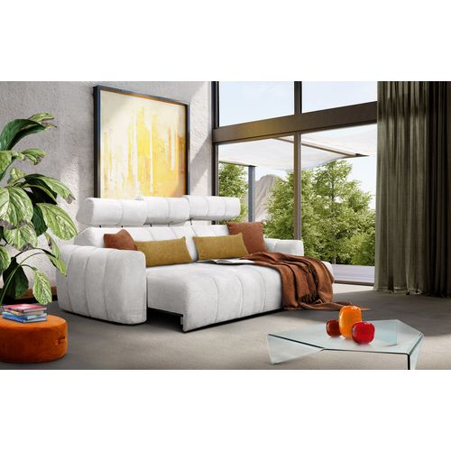 Kimi Canapé D'angle Droit 3 Places, Assise Coulissante, Têtières Réglables; Crème