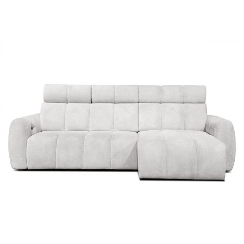 Kimi Canapé D'angle Droit 3 Places, Assise Coulissante, Têtières Réglables; Crème