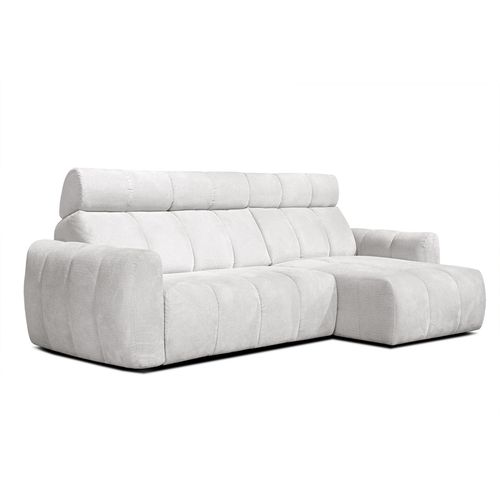 Kimi Canapé D'angle Droit 3 Places, Assise Coulissante, Têtières Réglables; Crème