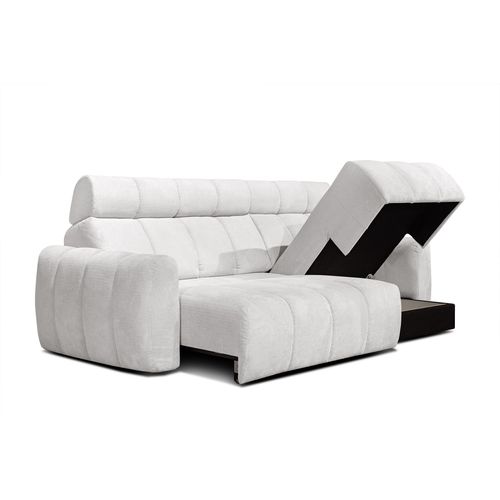 Kimi Canapé D'angle Droit 3 Places, Assise Coulissante, Têtières Réglables; Crème