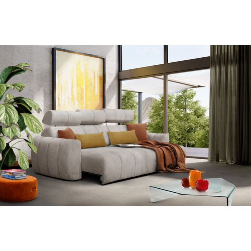 Kimi Canapé D'angle Droit 3 Places, Assise Coulissante, Têtières Réglables; Beige