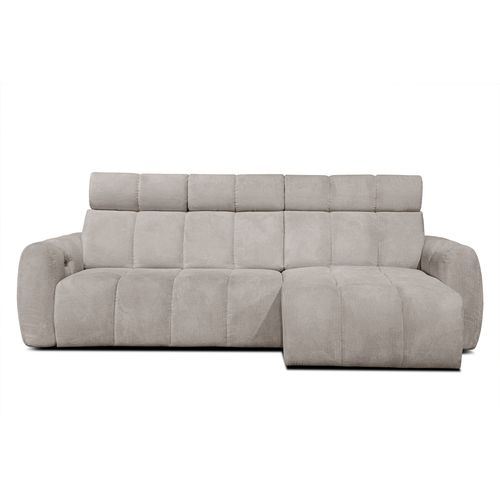 Kimi Canapé D'angle Droit 3 Places, Assise Coulissante, Têtières Réglables; Beige