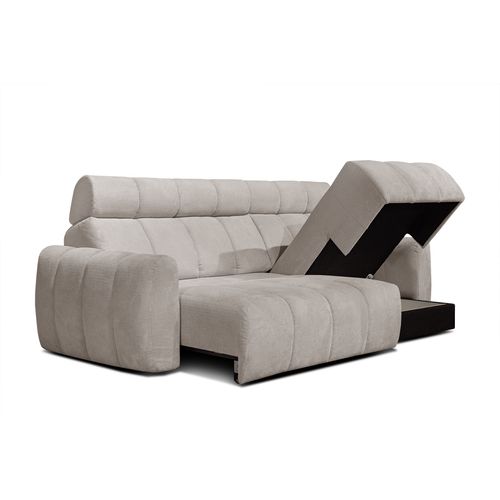 Kimi Canapé D'angle Droit 3 Places, Assise Coulissante, Têtières Réglables; Beige