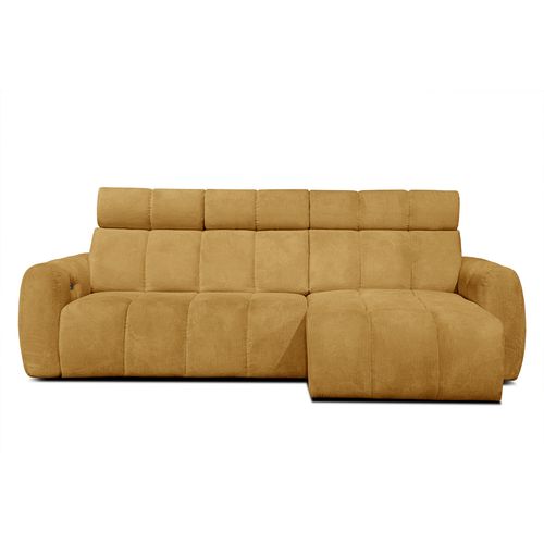 Kimi Canapé D'angle Droit à 3 Places, Assise Coulissante, Appuie-tête Réglables; Jaune Moutarde