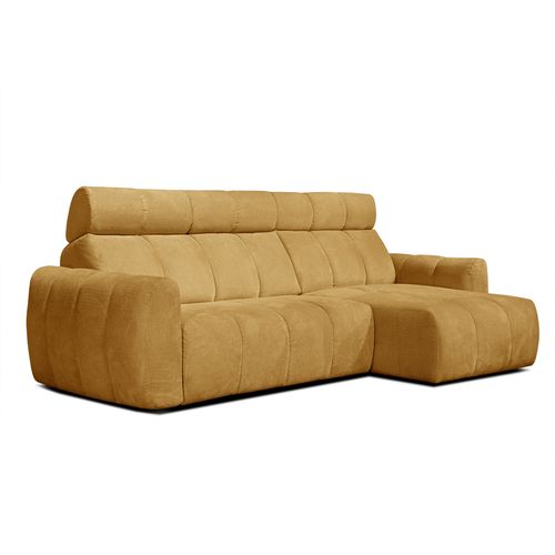 Kimi Canapé D'angle Droit à 3 Places, Assise Coulissante, Appuie-tête Réglables; Jaune Moutarde