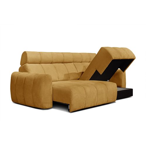 Kimi Canapé D'angle Droit à 3 Places, Assise Coulissante, Appuie-tête Réglables; Jaune Moutarde