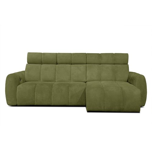 Kimi Canapé D'angle Droit 3 Places, Assise Coulissante, Appuie-tête Réglables ; Vert Olive