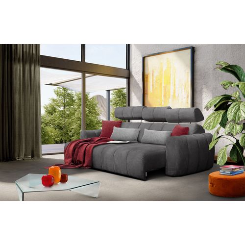 Kimi Canapé D'angle 3 Places, Gauche, Assise Coulissante, Têtières Réglables; Gris Foncé
