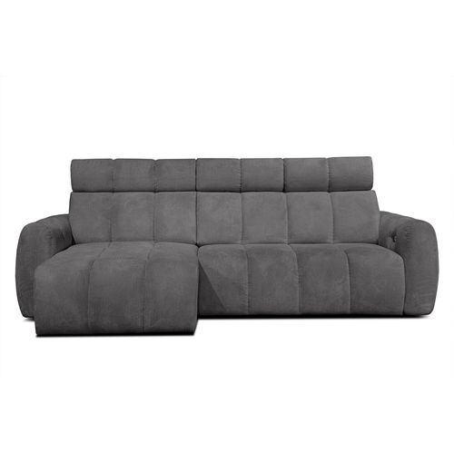 Kimi Canapé D'angle 3 Places, Gauche, Assise Coulissante, Têtières Réglables; Gris Foncé