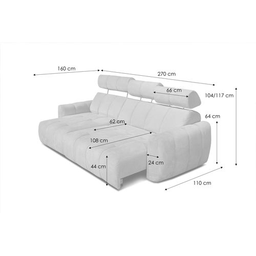 Kimi Canapé D'angle 3 Places, Gauche, Assise Coulissante, Têtières Réglables ; Beige