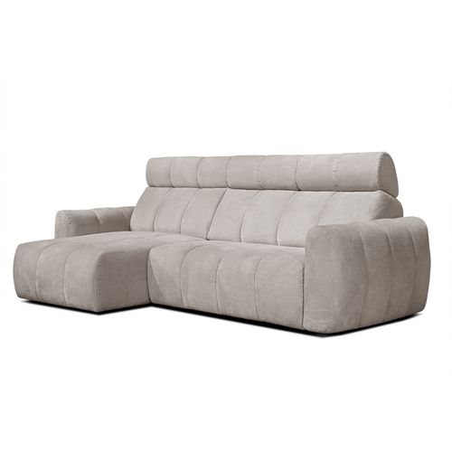 Kimi Canapé D'angle 3 Places, Gauche, Assise Coulissante, Têtières Réglables ; Beige