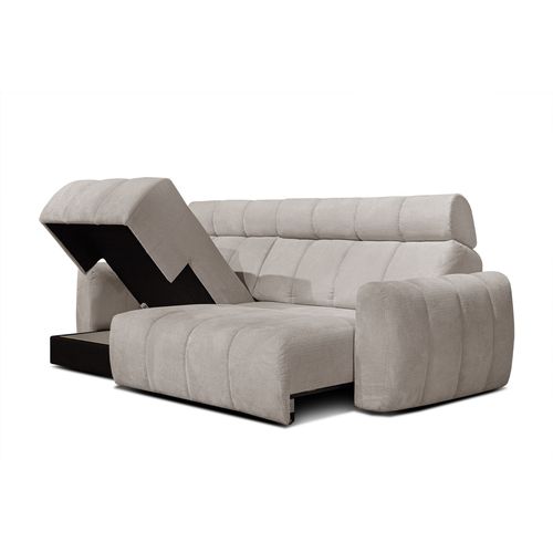 Kimi Canapé D'angle 3 Places, Gauche, Assise Coulissante, Têtières Réglables ; Beige