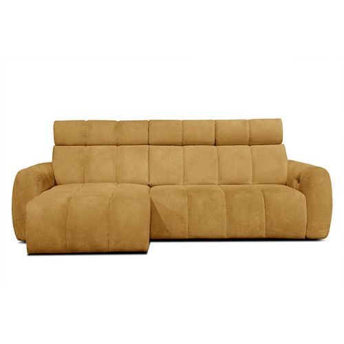 Kimi Canapé D'angle 3 Places, Gauche, Assise Coulissante , Têtières Réglables; Jaune Moutarde