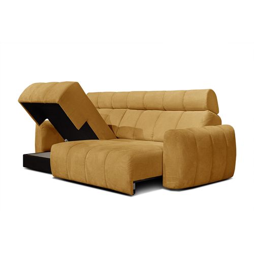 Kimi Canapé D'angle 3 Places, Gauche, Assise Coulissante , Têtières Réglables; Jaune Moutarde